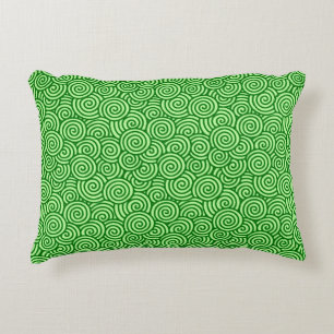Coussins Décoratifs Motif tourbillon japonais - vert pin et citron ver