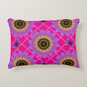 Coussins Décoratifs Motif Tournesol et Papillon en Velours Violet