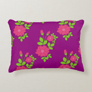 Coussins Décoratifs Motif transparent pourpre avec fleurs roses et ver