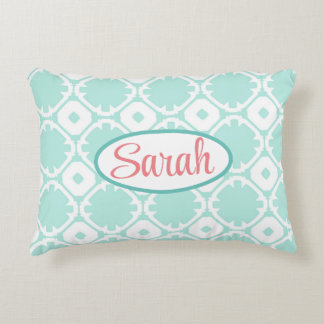 Coussins Décoratifs Motif Trefoil bleu et blanc personnalisable