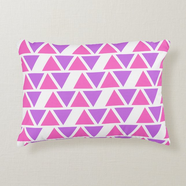 Coussins Décoratifs Motif triangle rose violet (Devant)
