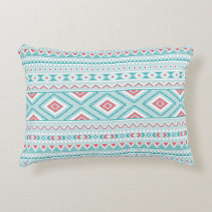 Coussins Décoratifs Motif tribal aztèque turquoise et rose
