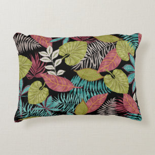 Coussins Décoratifs Motif tropical en arrière - plan foncé et lea