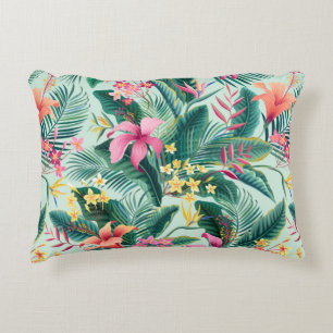 Coussins Décoratifs motif tropical fleuri sans coutures avec hibiscus 