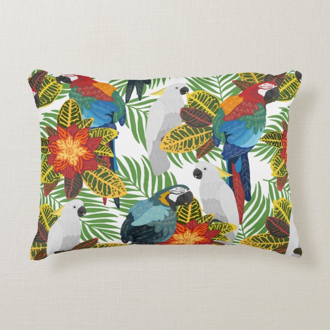 Coussins Décoratifs Motif tropical sans couture avec perroquets.  (Devant)