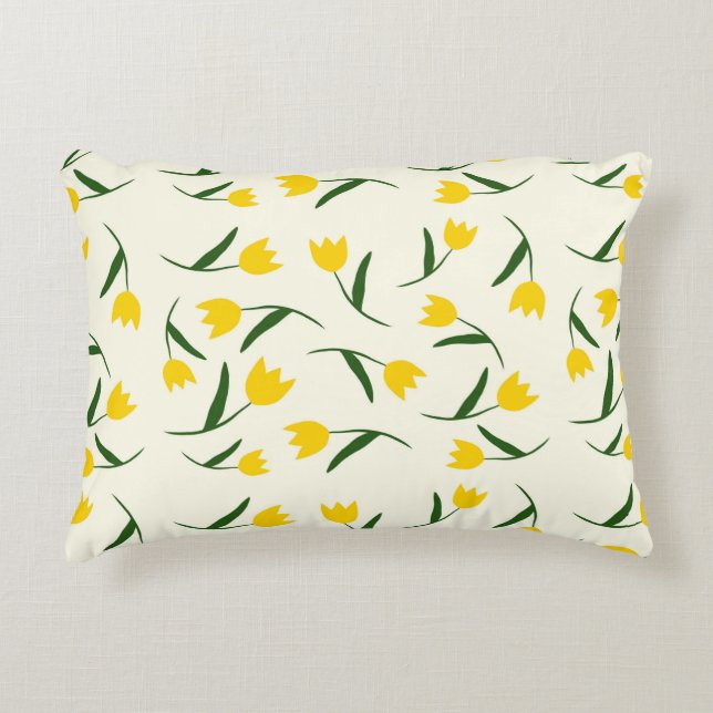 Coussins Décoratifs Motif Tulipe Jaune  (Devant)