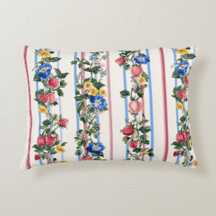 Coussins Décoratifs Motif vintage à rayures florales fraises verticale