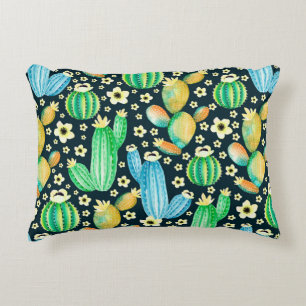 Coussins Décoratifs Motif vintage avec succulents. Cactus aquarelle