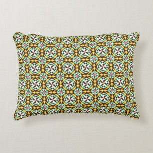 Coussins Décoratifs Motif vintage Barcelone jaune vert marron blanc