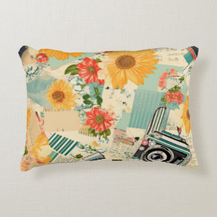 Coussins Décoratifs Motif vintage Floral & Caméra (8)