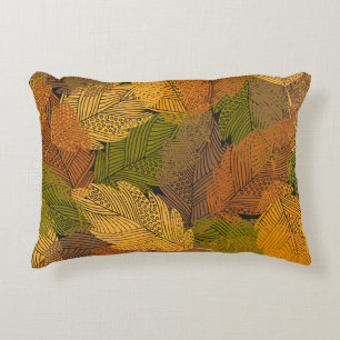Coussins Décoratifs motif vintage transparent avec feuilles en col jau