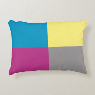 Coussins Décoratifs Motif violet bleu jaune gris