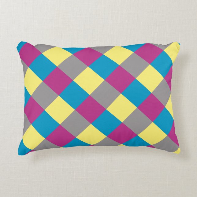 Coussins Décoratifs Motif violet bleu jaune gris (Devant)