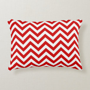 Coussins Décoratifs Motif ZigZag Chevron Large Rouge et Blanc