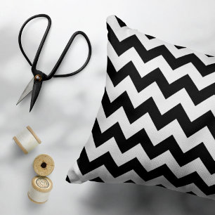 Coussins Décoratifs Motif Zigzag noir et blanc, Motif Chevron