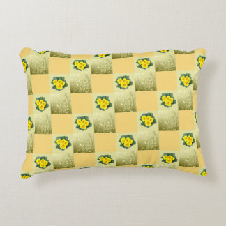 Coussins Décoratifs Motifs de carrés et de fleurs jaunes