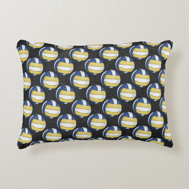 Coussins Décoratifs Motifs de volley-ball bleu et jaune (Devant)