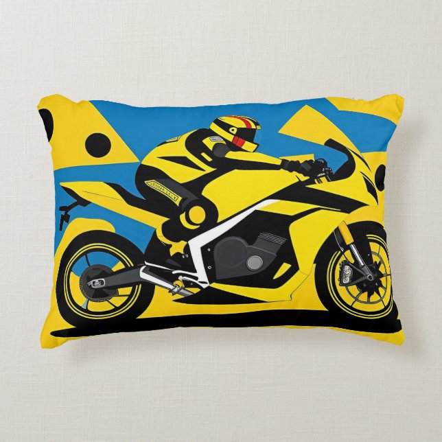Coussins Décoratifs Motocyclette de course et cavalier (Devant)