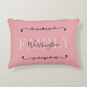 Coussins Décoratifs Mots de calligraphie girly Nom rose blush rouge Ac