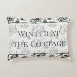 Coussins Décoratifs Mots de chute de neige de cottage d'hiver