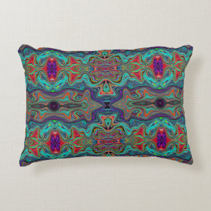 Coussins Décoratifs Mousse de mer ondulée vert et Motif rouge trippy