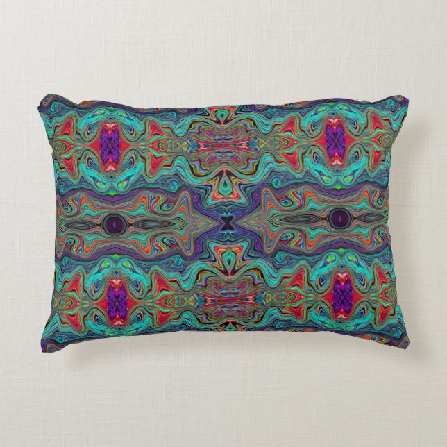 Coussins Décoratifs Mousse de mer ondulée verte et rouge motif psychéd (Devant)