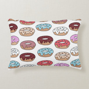 Coussins Décoratifs Multi-colored donuts hand drawn seamless pattern.