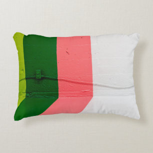 Coussins Décoratifs Mur peint blanc, rose, vert et jaune