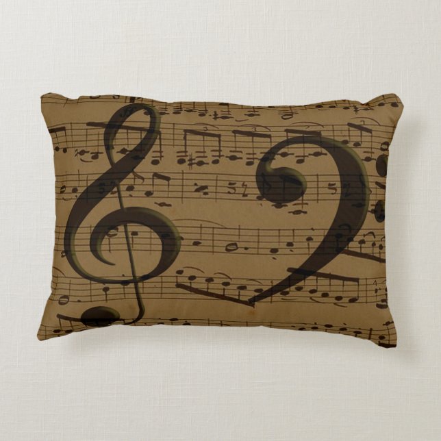 Coussins Décoratifs Musical Treble Clef Sheet Musique Classique (Dos)