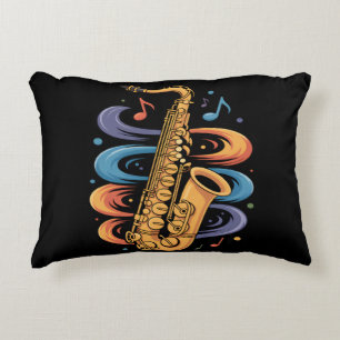 Coussins Décoratifs Musique de saxophone colorée Flux Instrument de ja