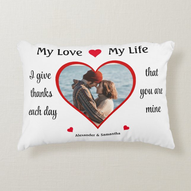 Coussins Décoratifs My Love My Life Romantic Heart Photo (Devant)