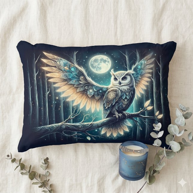 Coussins Décoratifs Mystical Moon Owl Celestial Forest Glow (Mystical Moon Owl Celestial Forest Glow Accent Pillow)