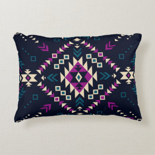 Coussins Décoratifs Navajo tribal foncé, géométrique vintage.
