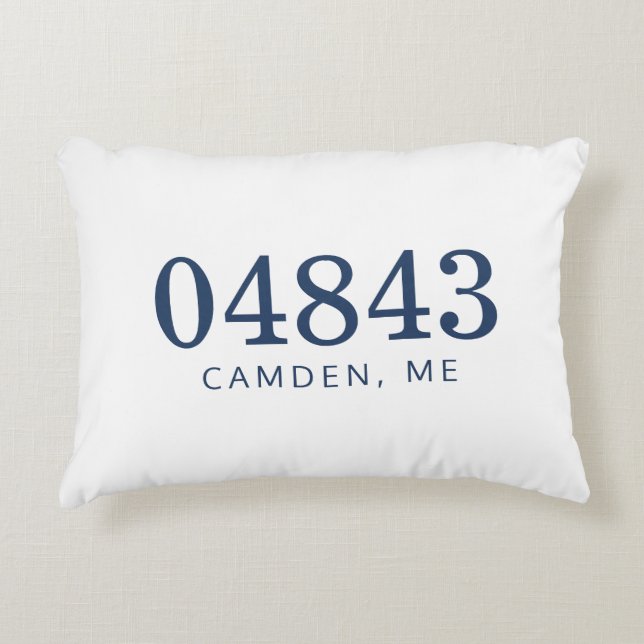 Coussins Décoratifs Navy Blue and White The Location Zip Code (Devant)