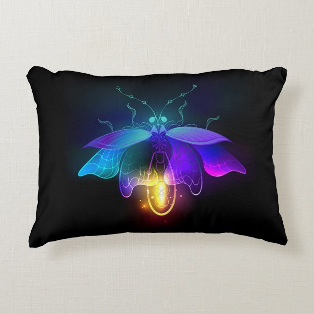 Coussins Décoratifs Neon Firefly sur noir (Devant)