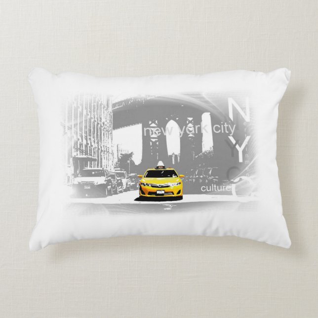 Coussins Décoratifs New York City Taxi jaune Pop Art (Devant)