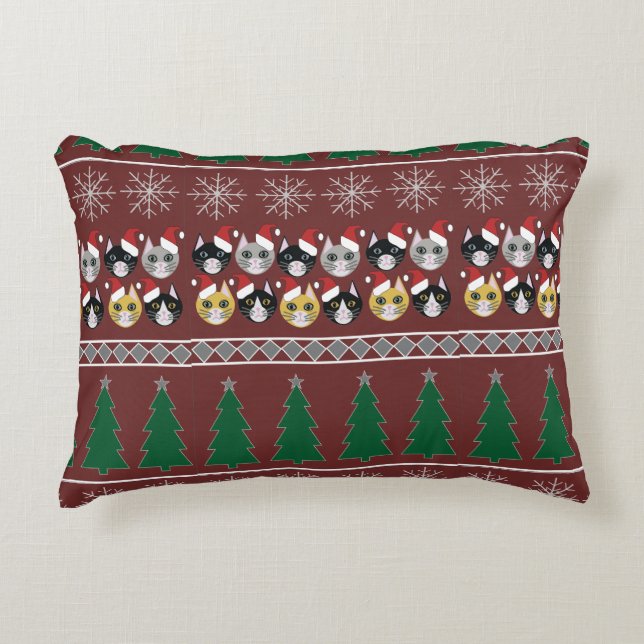 Coussins Décoratifs Noël des chats  (Devant)
