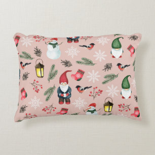 Coussins Décoratifs Noël Gnomes Aquarelle Motif sans coutures