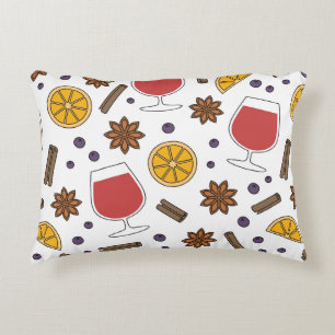 Coussins Décoratifs Noël hiver vin rouge épicé doodles