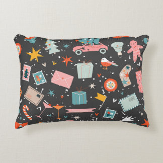 Coussins Décoratifs Noël noir : motif vintage orné.