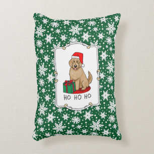 Coussins Décoratifs Noël Père Noël Goldendoodle (rouge or) Chien migno