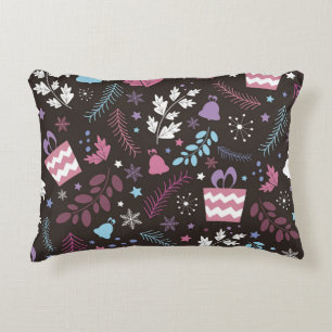 Coussins Décoratifs Noël sans couture motif avec arbre, neige, cadeau