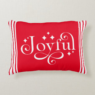Coussins Décoratifs Noël traditionnel Joyeux script Rouge Lumbar