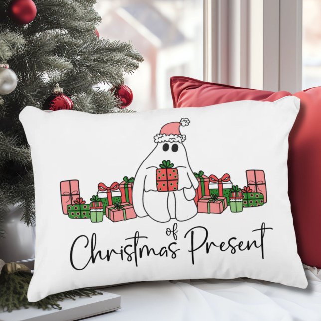 Coussins Décoratifs Noël Unique Mignon Drôle (Cute Simple Modern Funny Ghost Of Christmas Accent Pillow)