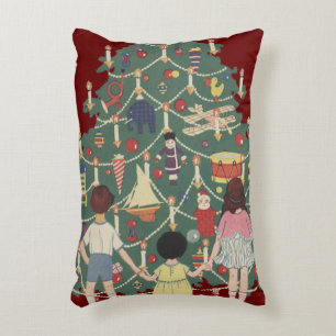 Coussins Décoratifs Noël vintage autour d'un arbre décoré