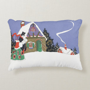 Coussins Décoratifs Noël vintage, couple victorien se rendant à une fê