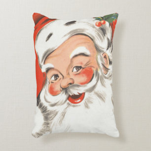 Coussins Décoratifs Noël vintage, joyeux Père Noël avec sourire