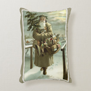 Coussins Décoratifs Noël vintage, Père Noël victorien avec des jouets