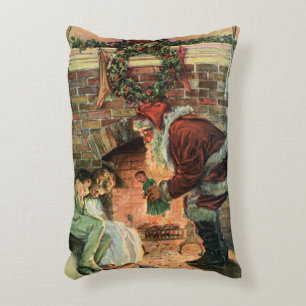 Coussins Décoratifs Noël Vintage, Père Noël Victorien Enfants