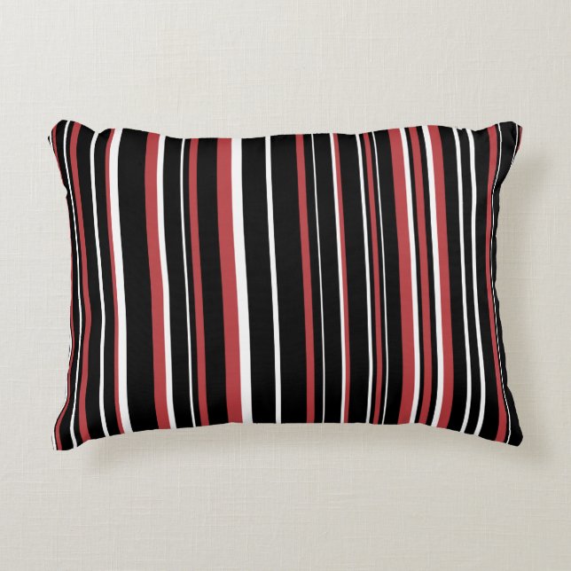Coussins Décoratifs Noir, Aurora Rouge et code-barres rayé blanc (Devant)